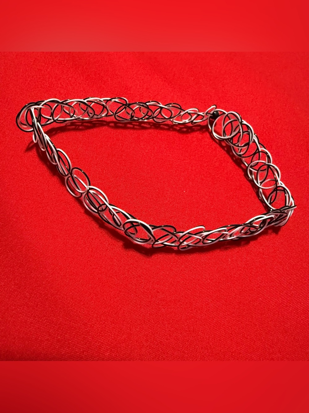 Black white 90’s choker Interlinked Loop Necklace Women Jewelry retro